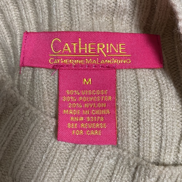 Light Brown / Cream Diamond Pattern Balloon Sleeve Sweater - Picture 7 of 7